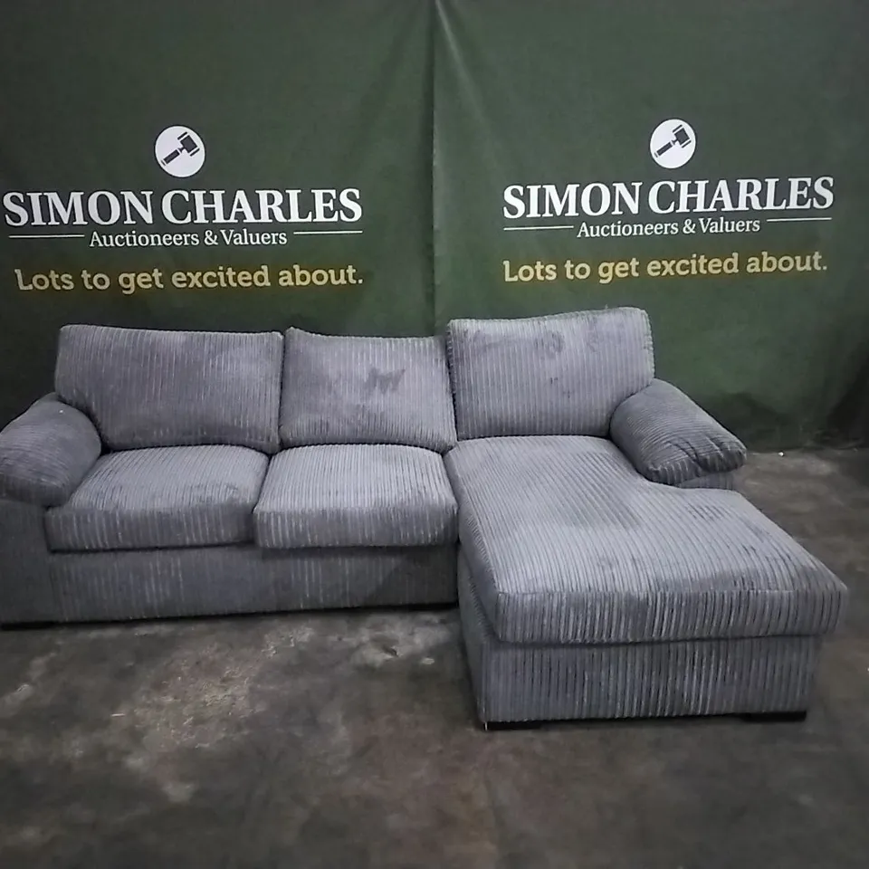 QUALITY DESIGNER  AMALFI STANDARD BACK FABRIC RIGHT HAND CORNER CHAISE SOFA - CHARCOA