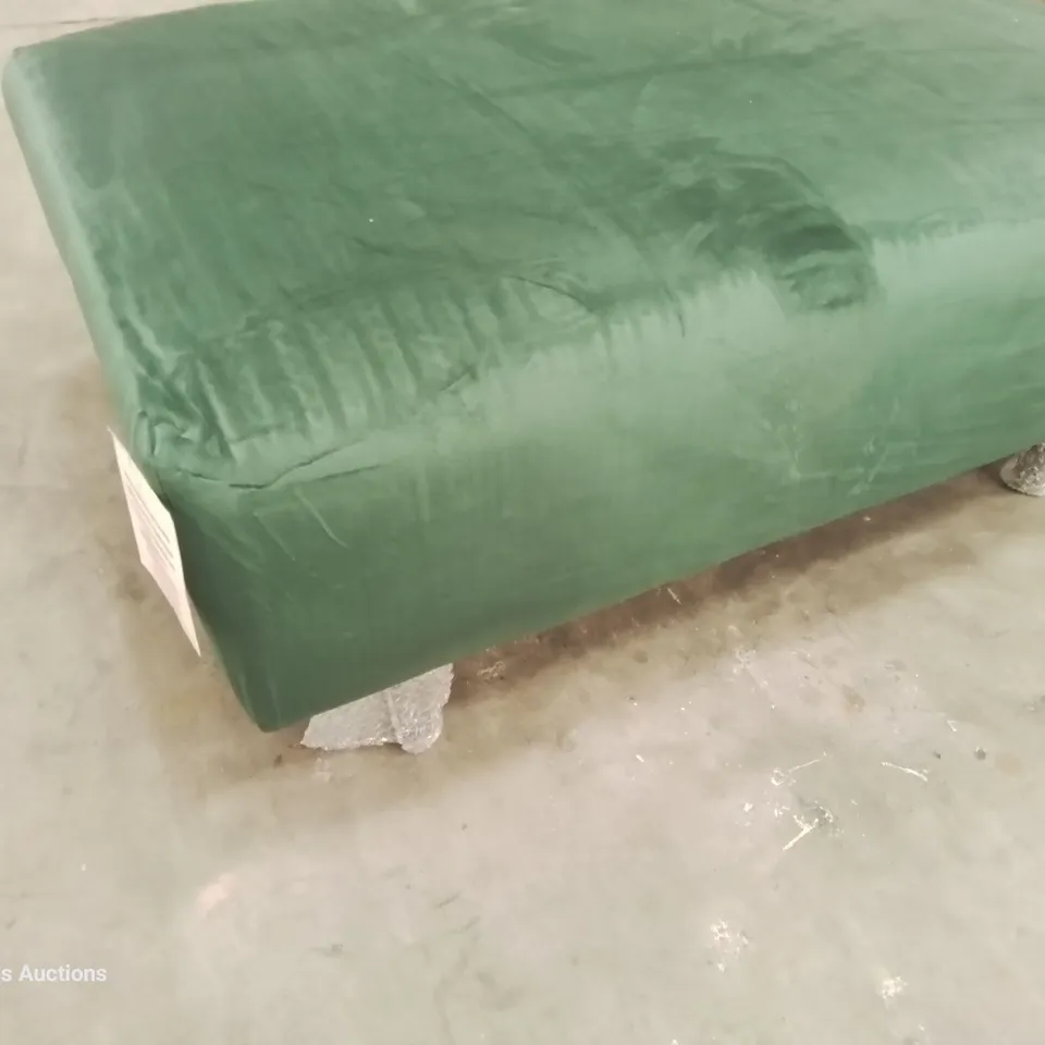 DESIGNER RECTANGULAR FOOTSTOOL GREEN VELVET