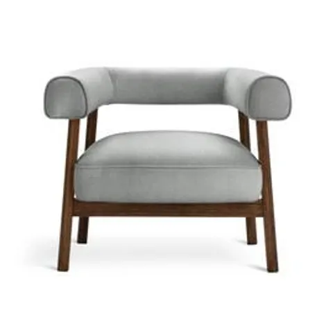 BOXED HABITAT ELIO FABRIC CURVED ARMCHAIR - GREY