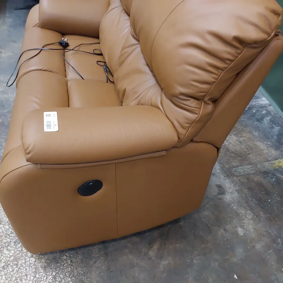 QUALITY BRITISH DESIGNER G PLAN MINSTRAL POWER RECLINING TWO SEATER SOFA CAMBRIDGE TAN LEATHER 