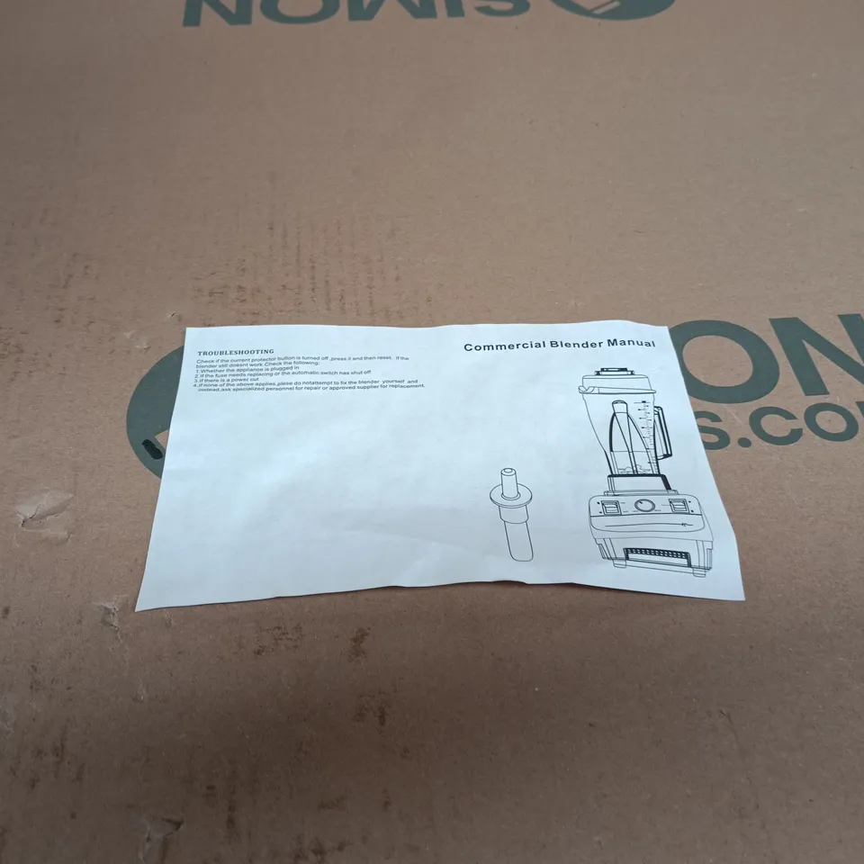 COMMERCIAL BLENDER BOXED WITH MANUAL