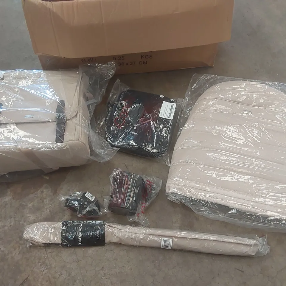 BOXED ICANDY PEACH 7 ACCESSORIES INCLUDING: FOOTMUFF, BAG, SCREEN, PARASOL AND CUPHOLDER
