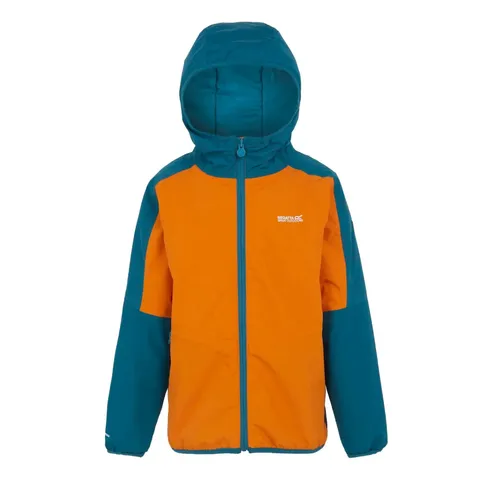 BRAND NEW REGATTA KID'S VOLCANICS VIII REFLECTIVE WATERPROOF JACKET IN FOX/MOROCCAN BLUE SIZE 5-6 YEARS