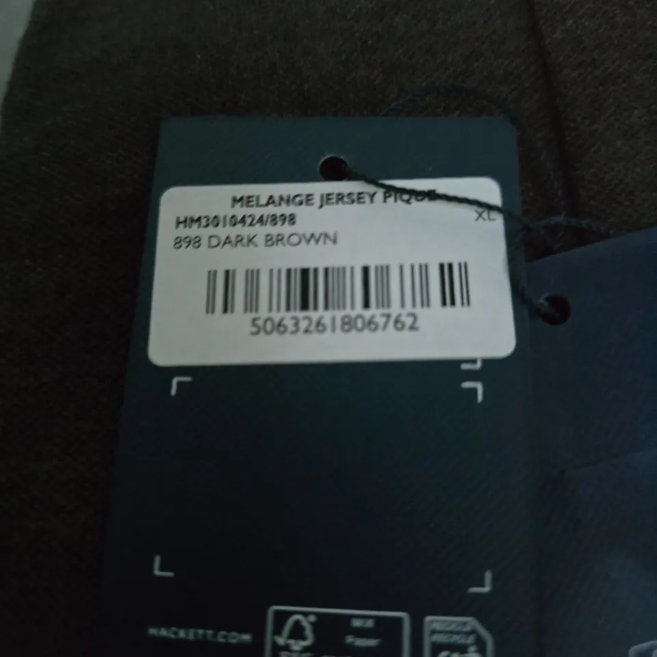 HACKETT LONDON MELANGE JERSEY POLO SHIRT – DARK BROWN, XL