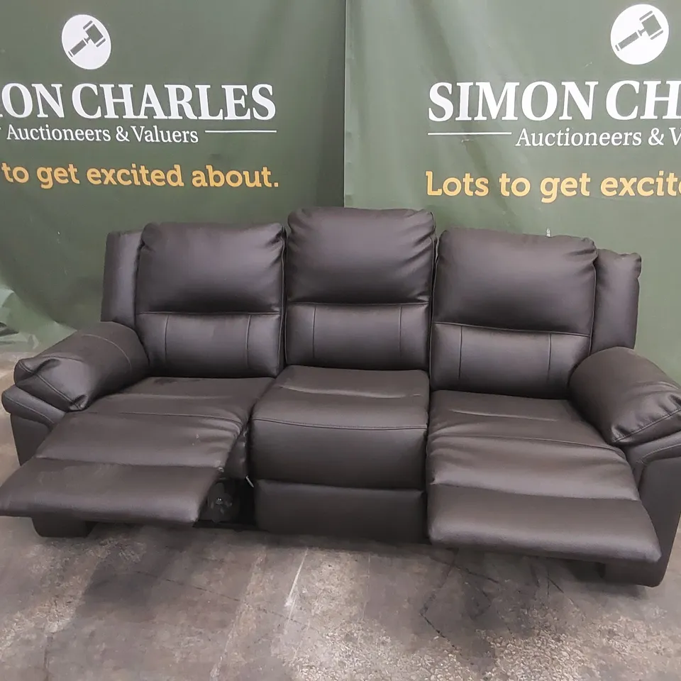 ALBION LUXURY FAUX LEATHER 3 SEATER HIGH BACK MANUAL RECLINER SOFA RRP £749