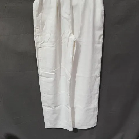 ABERCROMBIE & FITCH CURVE LOVE ULTRA HIGH RISE WIDE-LEG TROUSERS – WHITE, SIZE UK 24 SHORT