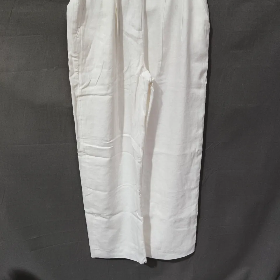 ABERCROMBIE & FITCH CURVE LOVE ULTRA HIGH RISE WIDE-LEG TROUSERS – WHITE, SIZE UK 24 SHORT