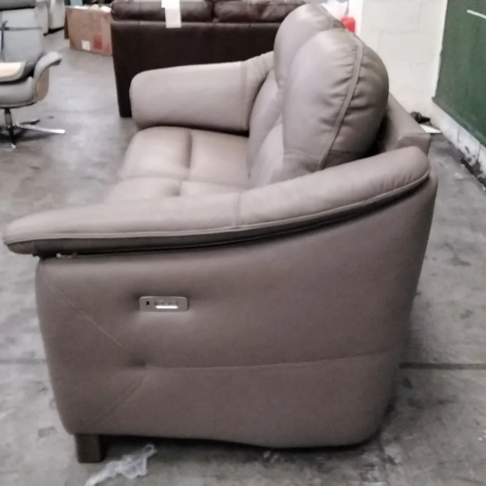 QUALITY BRITISH DESIGNER G PLAN MANUFACTURED JACKSON 3 SEATER ELECTRIC RECLINER DBL SOFA - CAPRI MUSHROOM LEATHER 