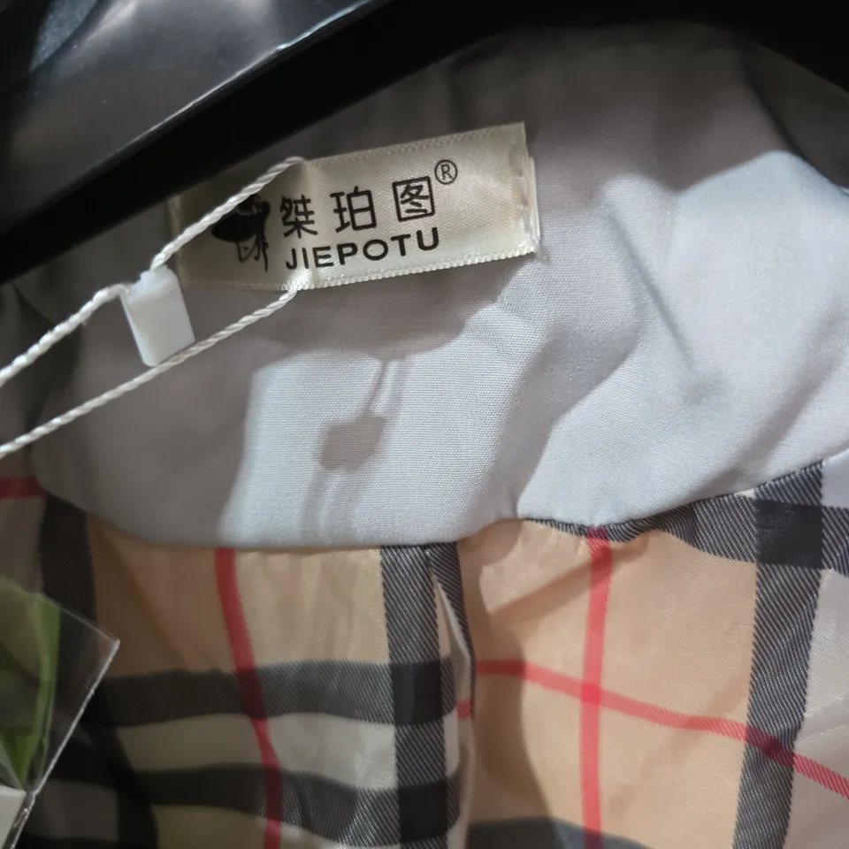 JIEPOTU LIGHT GREY TRENCH COAT WITH CHECKED INTERIOR – WOMEN'S, SIZE M