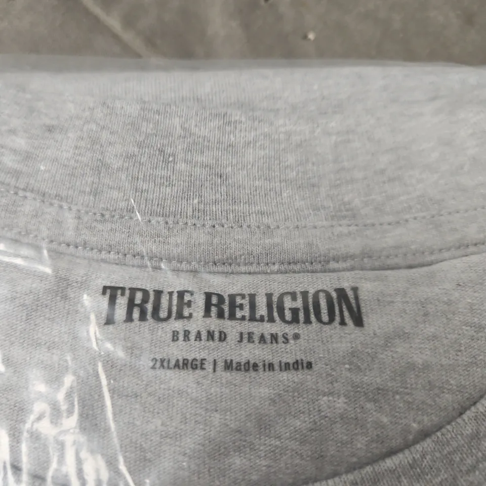 TRUE RELIGION BRAND JEANS T-SHIRT – HEATHER GREY FOREST CAMO, OVERSIZED, XXL