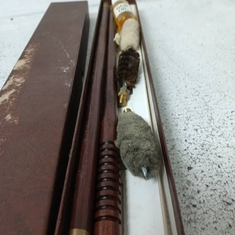 ANTIQUE GUN CLEANING KIT IN WOODEN CASE