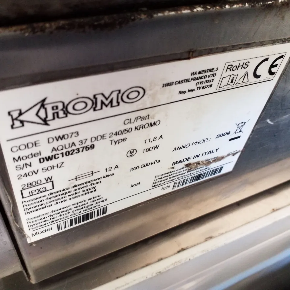 KROMO GRAVITY DRAIN COMMERCIAL GLASSWASHER AQUA37