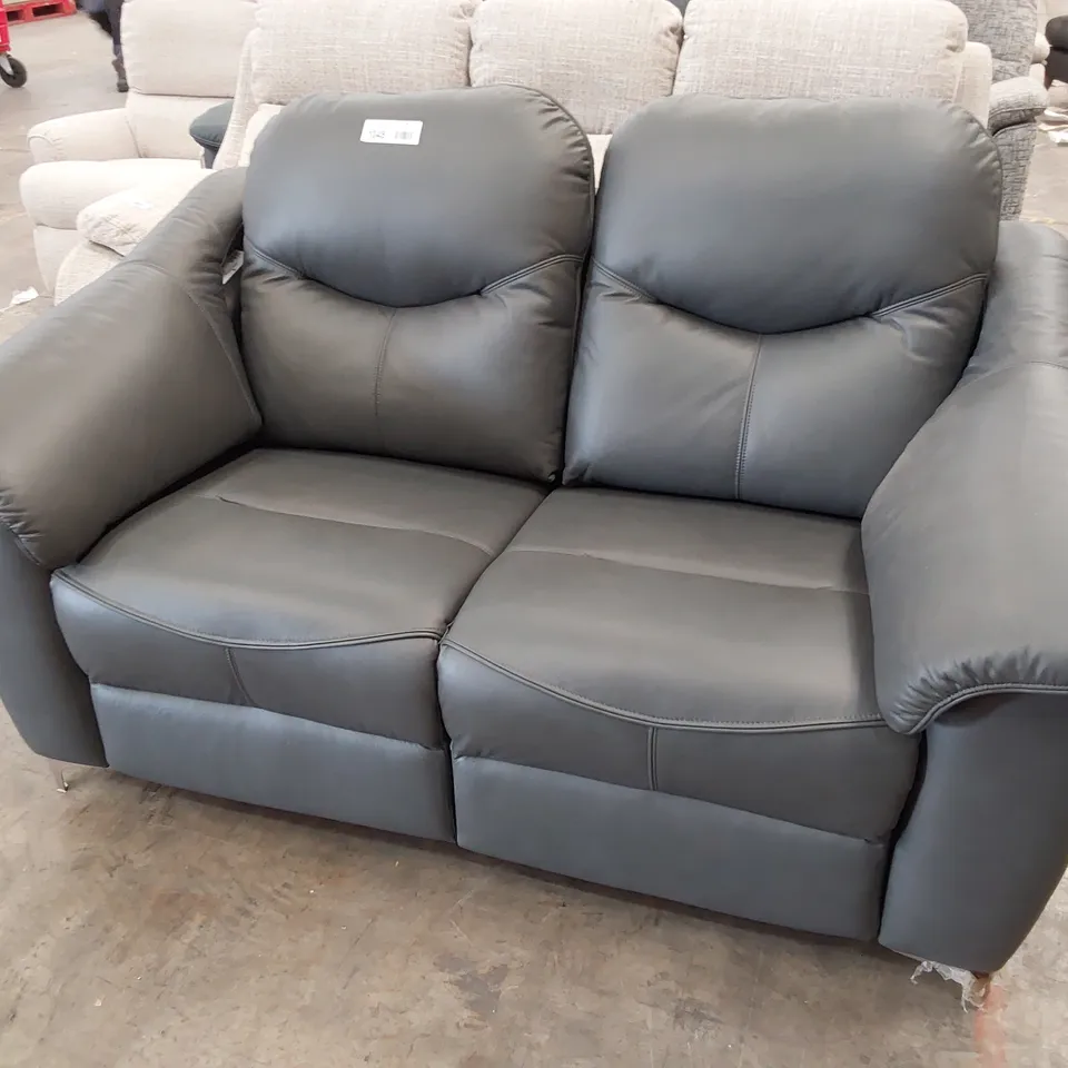 QUALITY BRITISH DESIGNER G PLAN JACKSON TWO SEATER SOFA CAMBRIDGE PETROL BLUE LEATHER 