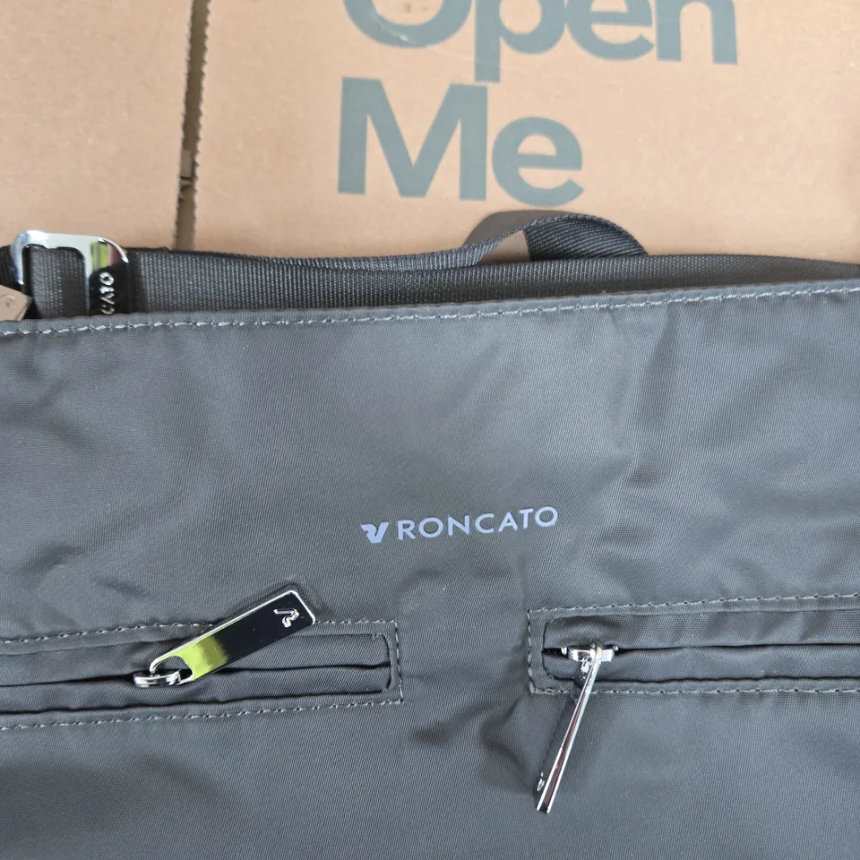 RONCATO GREY MESSENGER BAG WITH ZIP POCKETS