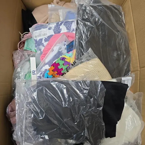 LARGE BOX OF APPROXIMATELY 24 ASSORTED CLOTHING ITEMS IN VARIOUS STYLES, COLOURS AND SIZES - COLLECTION ONLY