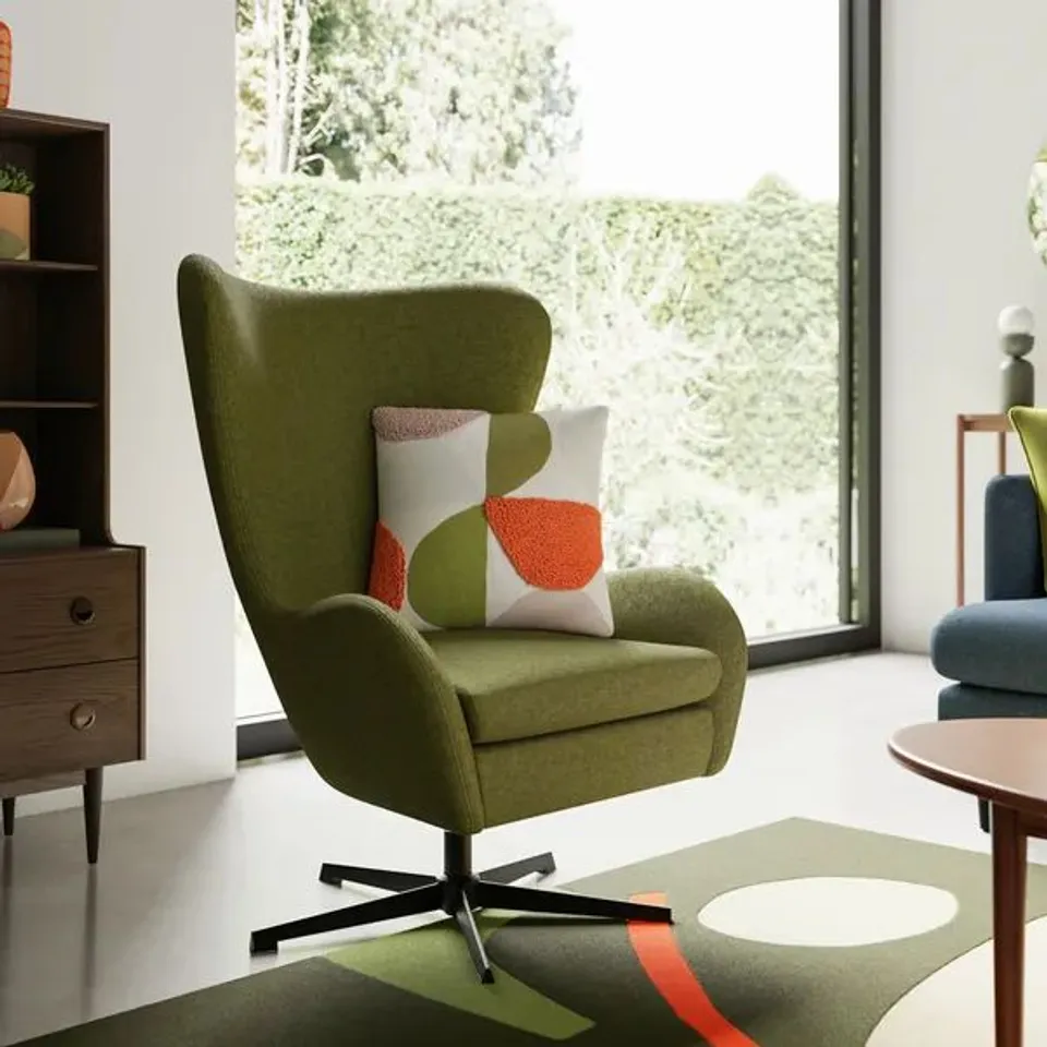 Boxed Kuvert Soft Marl Swivel Chair - Moss (1 box)