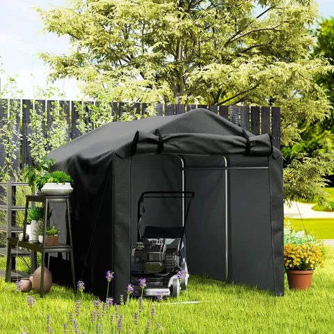 BOXED GARDEN STORAGE TENT 7FT W 5FT D GALVANISED METAL (1 BOX)