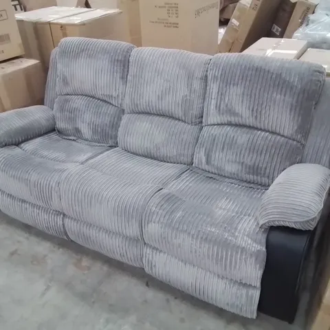 DESIGNER 3 SEATER FABRIC & FAUX LEATHER POWER RECLINER SOFA