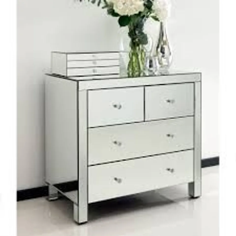 BOXED HOMESDIRECT365 ROMANO CRYSTAL 4 DRAWER CHEST OF DRAWERS