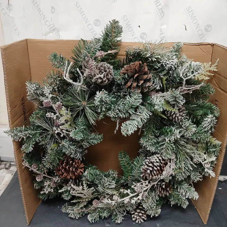 FROSTED CONE WREATH PRE LIT RRP £39.99