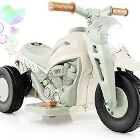 BOXED 6V ELECTRIC KID RIDE ON MOTORCYCLE WITH BUBBLE MAKER - BEIGE