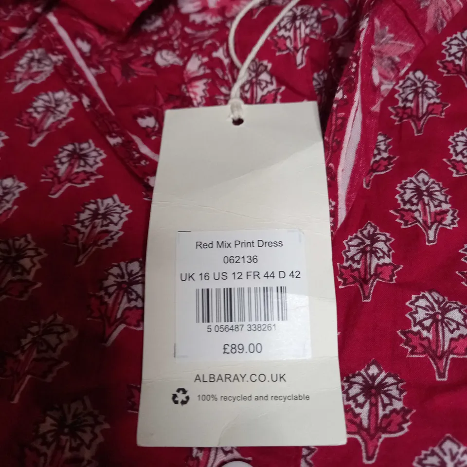 RED MIX PRINT DRESS SIZE 16