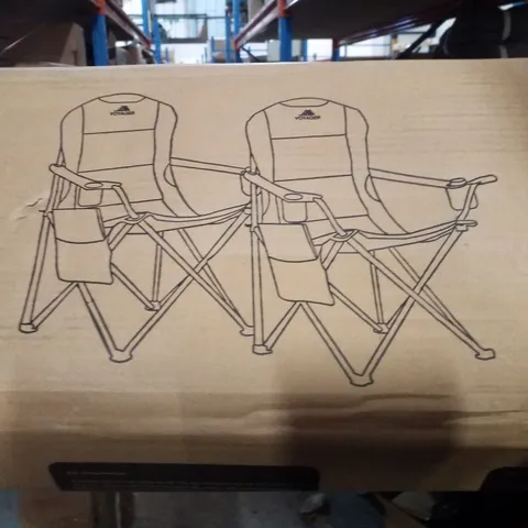 BOXED VOYAGER SET OF 2 PADDED CAMPING CHAIRS - BLACK & GREY