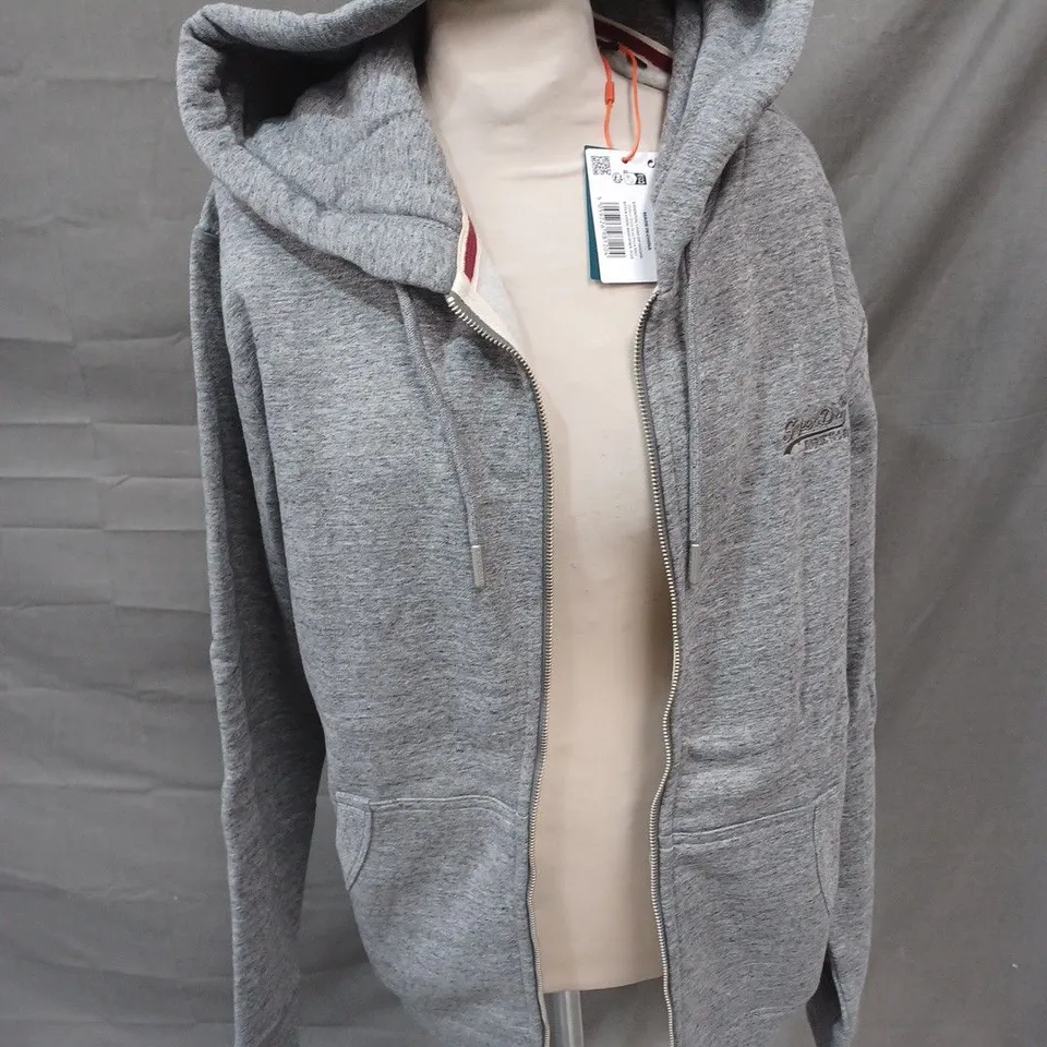 SUPERDRY ESSENTIALS LOGO ZIP HOODIE IN GREY - XL