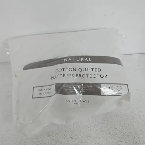 JOHN LEWIS NATURAL COTTON QUILTED MATTRESS PROTECTOR – SUPER KING (180 X 200 CM)
