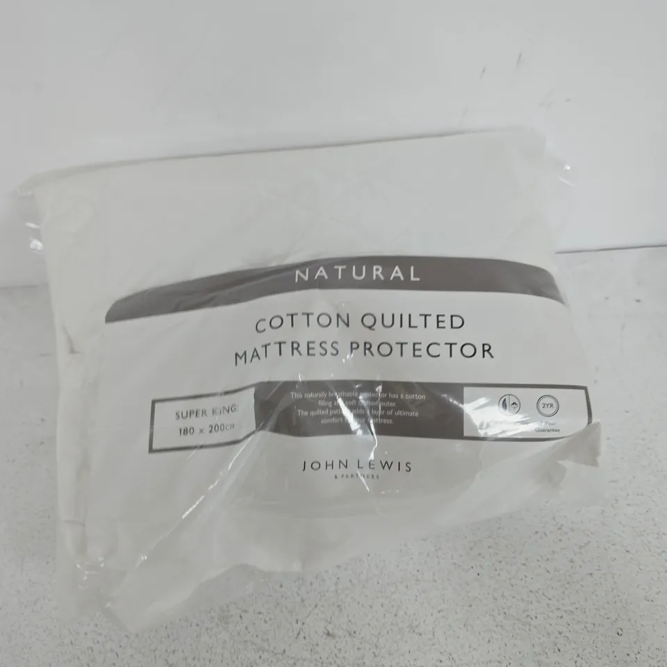 JOHN LEWIS NATURAL COTTON QUILTED MATTRESS PROTECTOR – SUPER KING (180 X 200 CM)