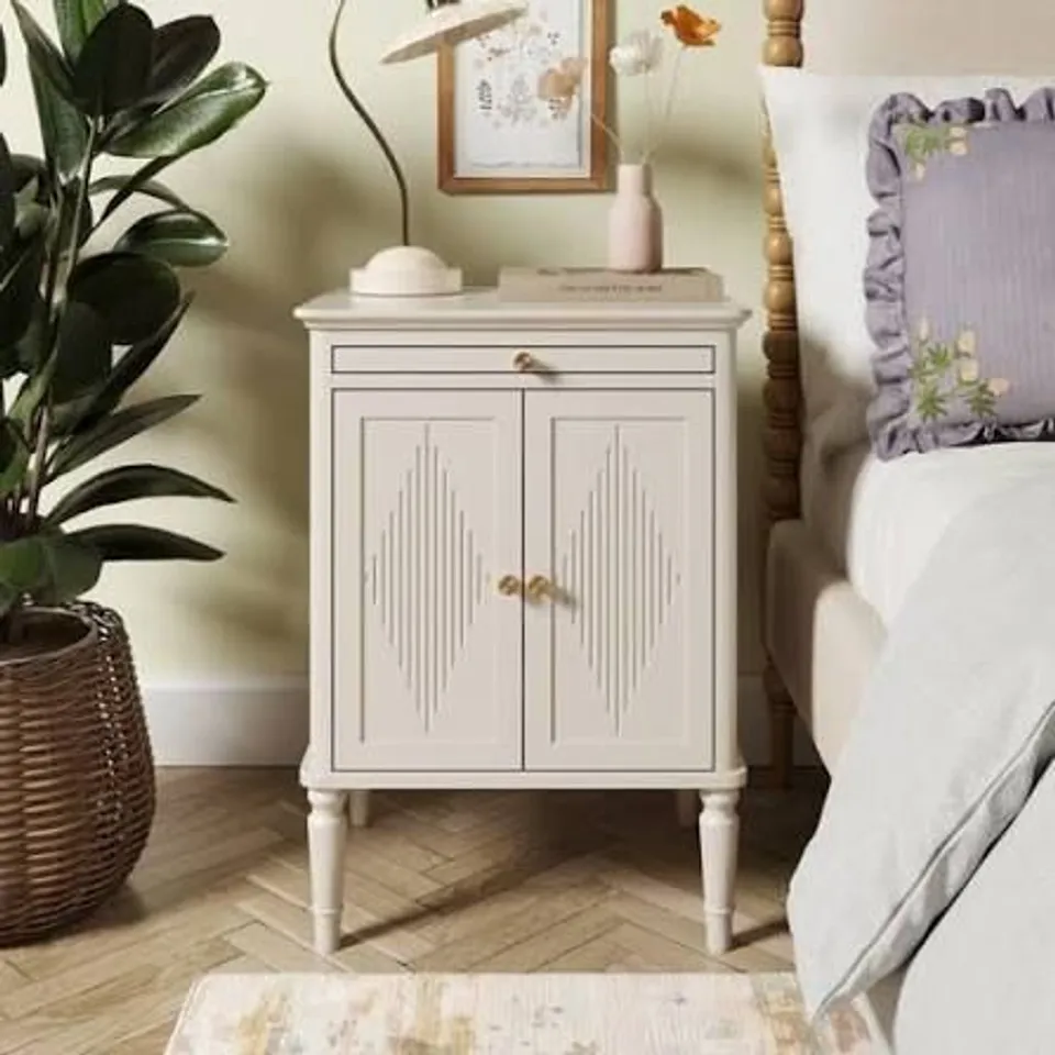 BOXED OTTILIE 2 DOOR BEDSIDE TABLE - ASHLEY BLUE