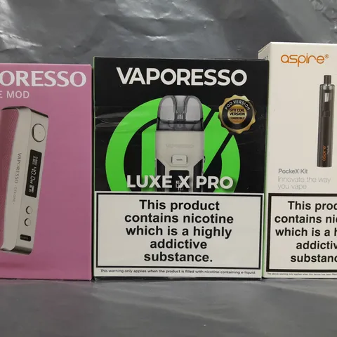 BOX OF APPROXIMATELY 10 ASSORTED E-CIGARETTE/VAPING PRODUCTS - MAKES, MODELS, COLOURS, AND STYLES VARY - COLLECTION ONLY