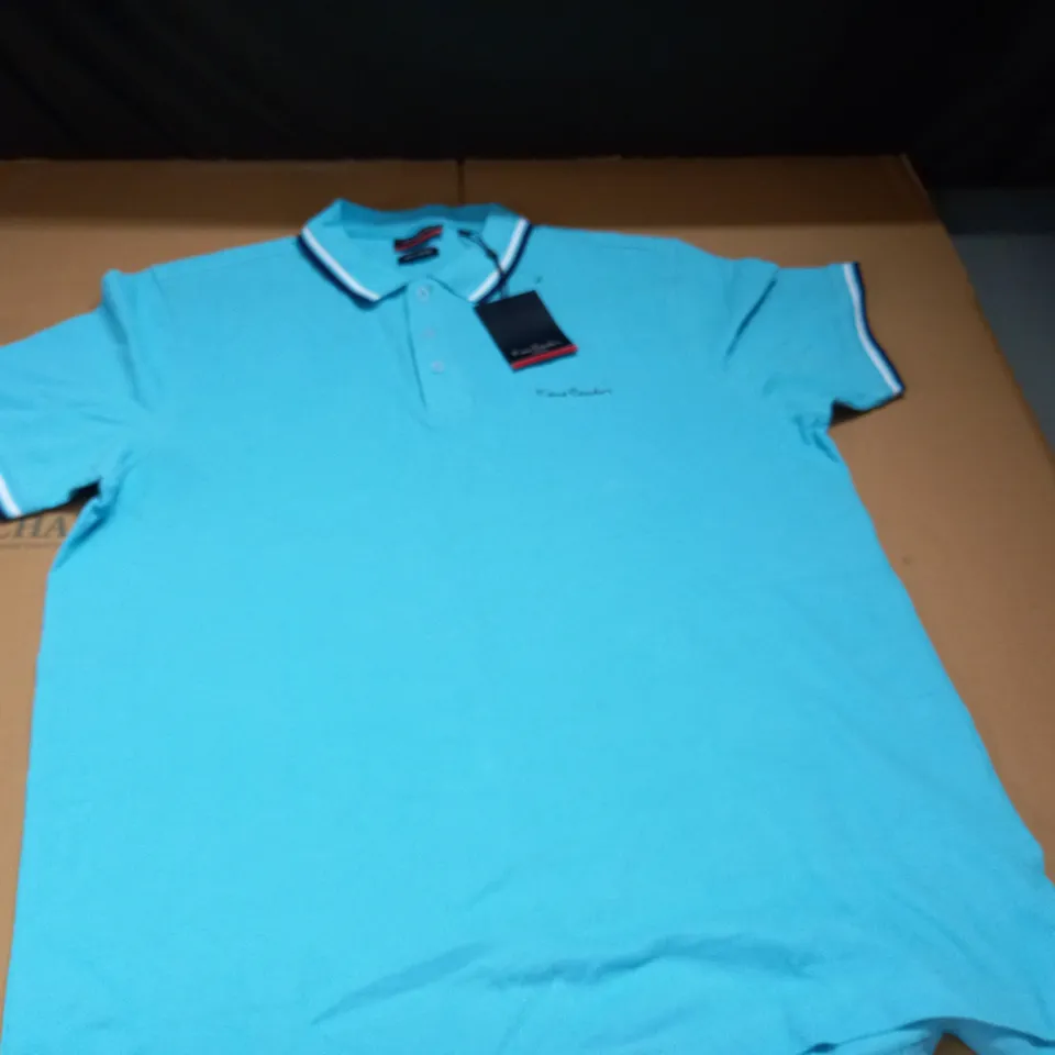 PIERRE CARDIN TIPPED POLO IN TOURQUISE - XL