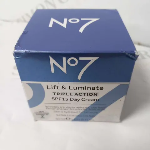 BOXED NO.7 LIFT AND LUMINATE TRIPLE ACTION SPF15 DAY CREAM 50ML