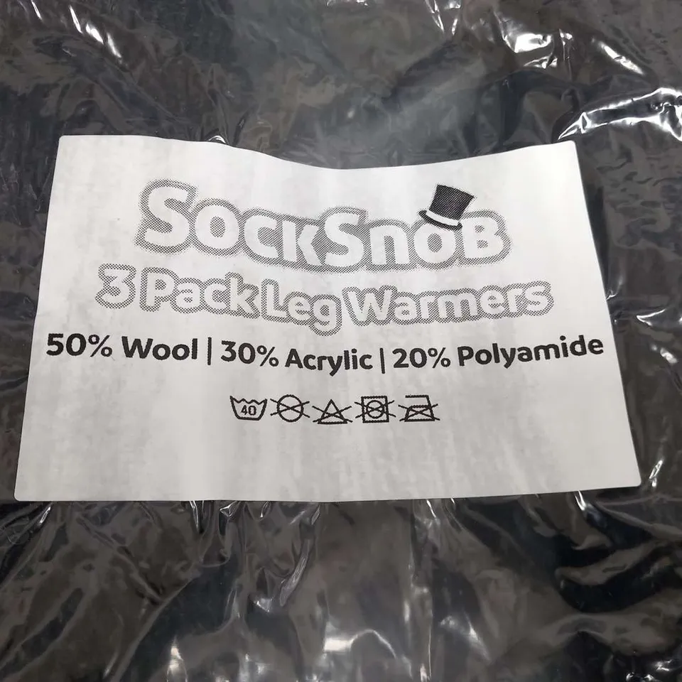 APPROXIMATELY 17 PACKS OF 3 PAIRS OF SOCK SNOB LEG WARMERS 50% WOOL 30% ACRYLIC AND 20% POLYAMIDE NAVY