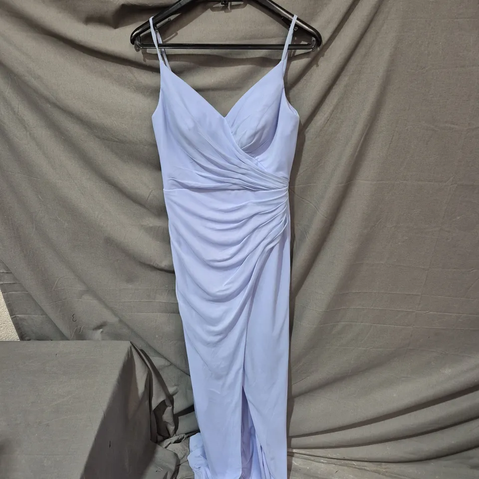AZAZIE LIGHT BLUE WRAP-STYLE EVENING DRESS (BRIDESMAID) SIZE M