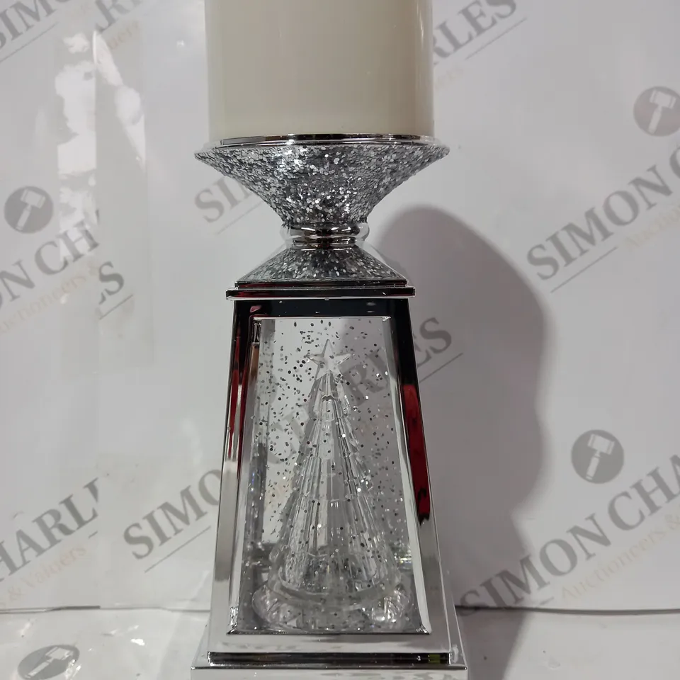 BOXED JULIEN MACDONALD FLAMELESS SWIRLING GLITTER CHRISTMAS TREE CANDLE HOLDER