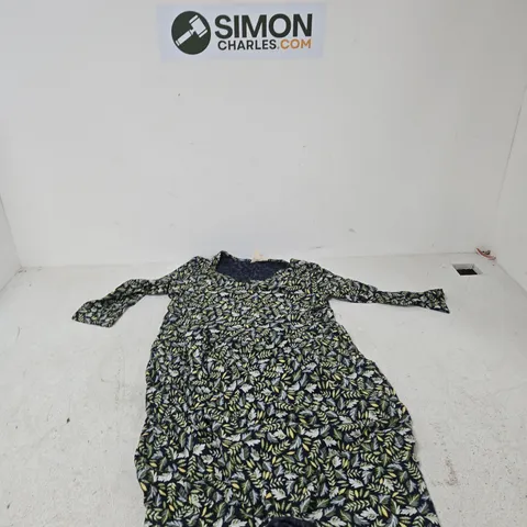 SEASALT CORNWALL ORGANIC COTTON DRESS – NAVY LEAF PRINT, UK 10