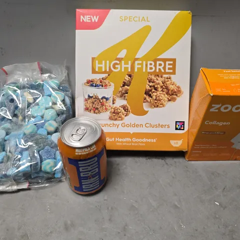 APPROXIMATELY 11 ASSORTED FOOD & DRINK ITEMS TO INCLUDE - SPECIAL K HIGH FINBRE , IRN BRU ETC