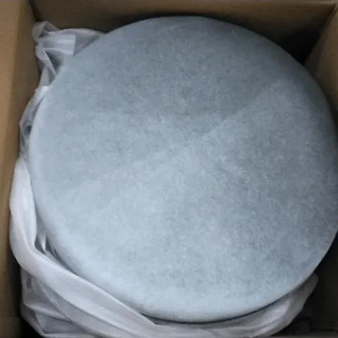 BOXED PIXLEY 50CM WIDE VELVET ROUND FOOT STOOL WITH STORAGE
