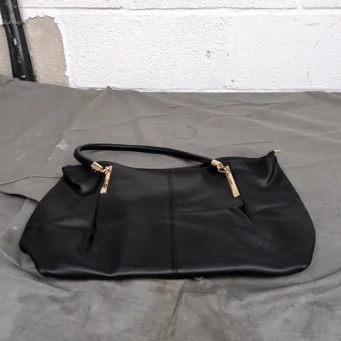 BOND AND MASON BLACK FAUX-LEATHER HANDBAG WITH GOLD HARDWARE – SHOULDER BAG