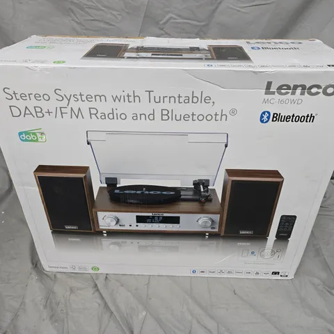 LENCO MC-160WD STEREO SYSTEM WITH TURNTABLE, DAB/FM RADIO & BLUETOOTH – BOXED