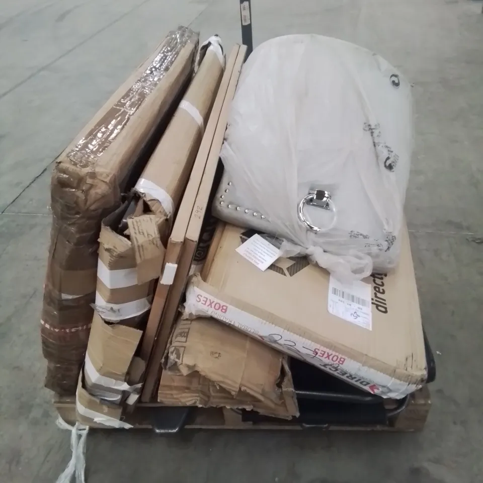 PALLET CONTAINING VARIOUS BOXED FURNITURE PARTS AND OTHER HOUSEHOLD ACCESSORIES ETC.