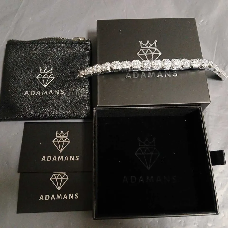 BOXED ADAMANS 10MM CLUSTERED TENNIS BRACELET - WHITE GOLD 8