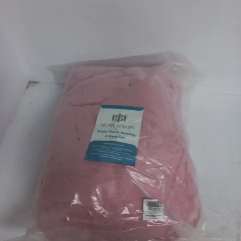 HUSH HAVEN TEDDY FLEECE BEDDING SET β 4 PIECE, PINK