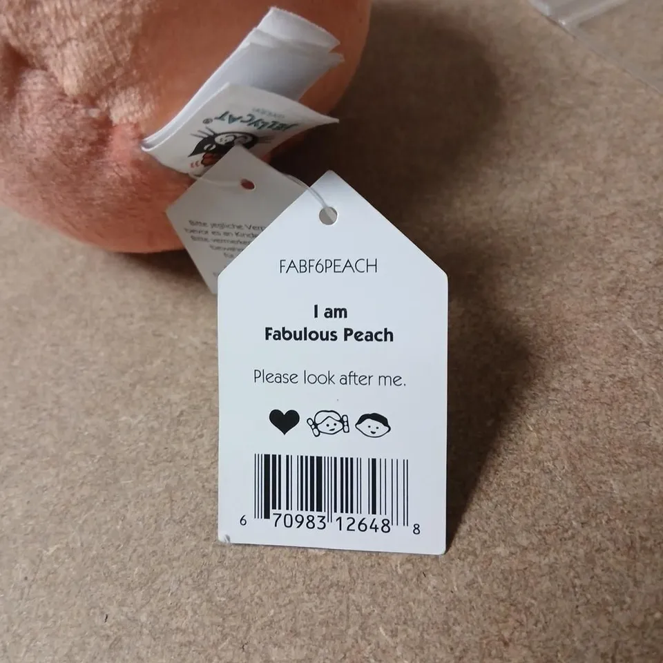 JELLY CAT PEACH PLUSH TOY – SMALL SOFT FRUIT WITH FACE