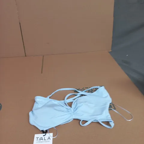 TALA SCULPT SEAMLESS RUCHED CROSS BACK SPORTS BRA – BABY BLUE, UK M (SIZE M)