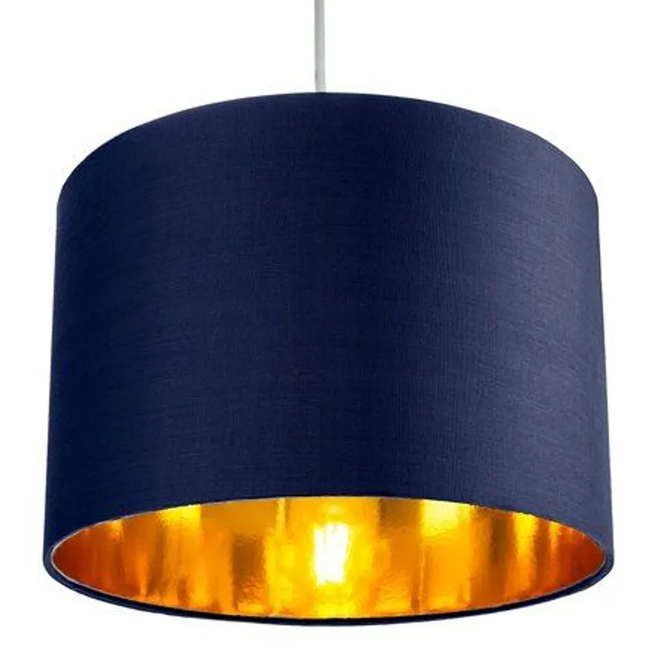 30CM COTTON DRUM LAMP SHADE COLOUR MIDNIGHT BLUE 