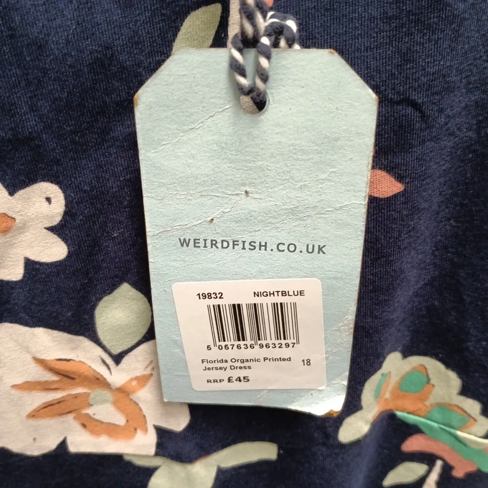 WEIRD FISH FLORIDA ORGANIC PRINTED JERSEY DRESS – NIGHTBLUE, UK 18