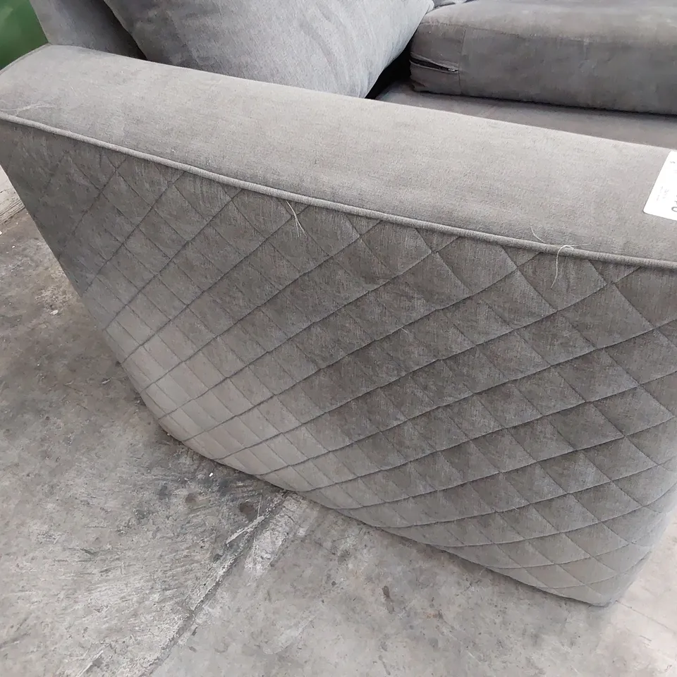 DESIGNER TWO SEATER SOFA QUILTED GREY FABRIC 